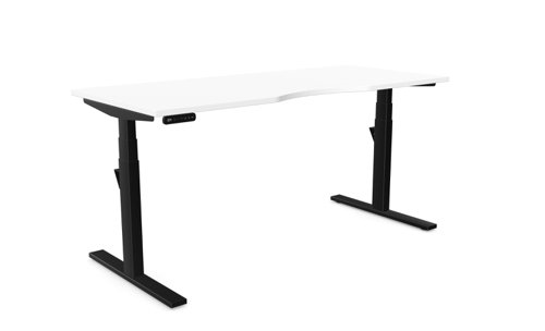 Leap Single Desk Top With Scallop, 1600 x 700mm - White / Black Frame