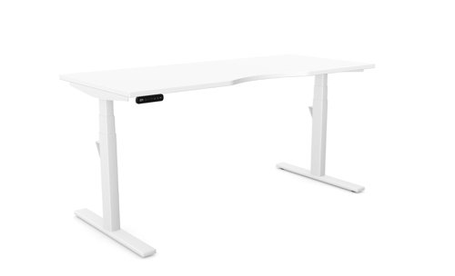 Leap Single Desk Top With Scallop, 1600 x 700mm - White / White Frame