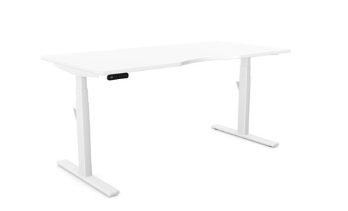 Leap Single Desk Top With Scallop, 1600 x 800mm - White / White Frame