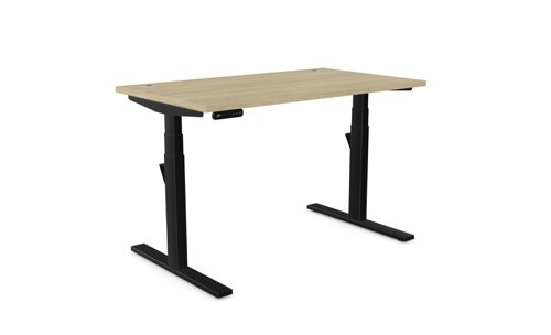 Leap Single Desk Top With Alu Portals, 1200 x 700mm - Urban Oak / Black Frame