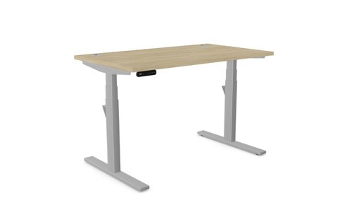Leap Single Desk Top With Alu Portals, 1200 x 700mm - Urban Oak / Silver Frame