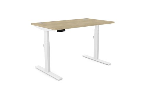 Leap Single Desk Top With Alu Portals, 1200 x 700mm - Urban Oak / White Frame