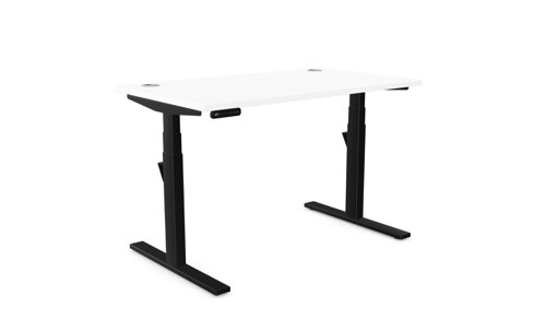 Leap Single Desk Top With Alu Portals, 1200 x 700mm - White / Black Frame