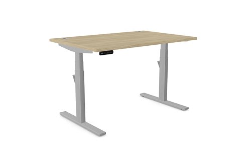 Leap Single Desk Top With Alu Portals, 1200 x 800mm - Urban Oak / Silver Frame