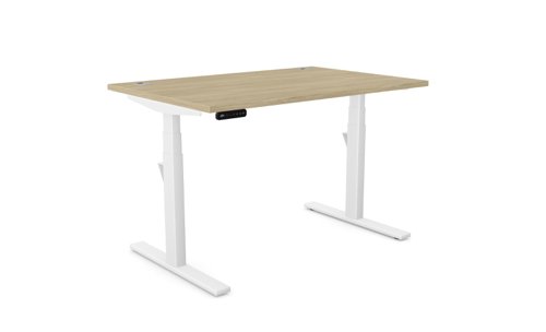 Leap Single Desk Top With Alu Portals, 1200 x 800mm - Urban Oak / White Frame