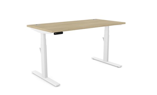 Leap Single Desk Top With Alu Portals, 1400 x 700mm - Urban Oak / White Frame