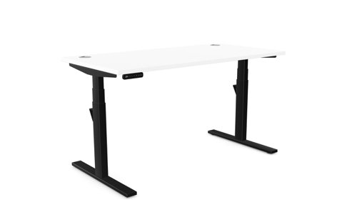 Leap Single Desk Top With Alu Portals, 1400 x 700mm - White / Black Frame