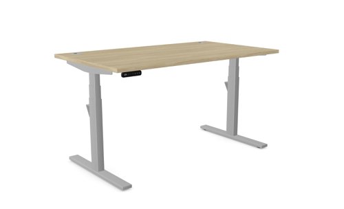 Leap Single Desk Top With Alu Portals, 1400 x 800mm - Urban Oak / Silver Frame