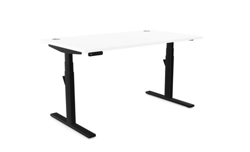 Leap Single Desk Top With Alu Portals, 1400 x 800mm - White / Black Frame