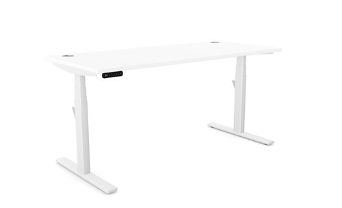Leap Single Desk Top With Alu Portals, 1600 x 700mm - White / White Frame