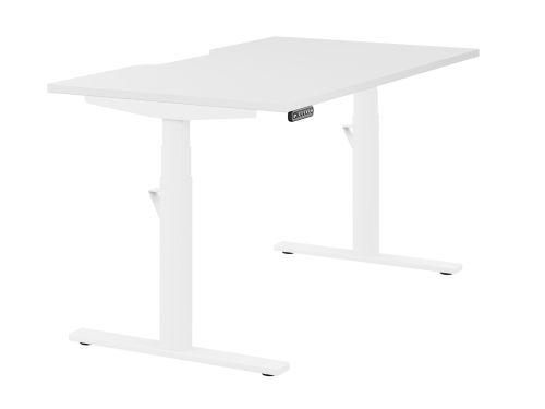 Leap Single Desk Top With Scallop, 1400 x 800mm - White / White Frame