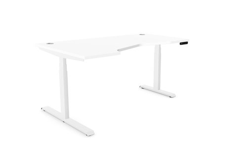 Leap Crescent Desk, K Top With Portals with edging, 1600 x 1000 , Right Hand, Graphite / White Frame