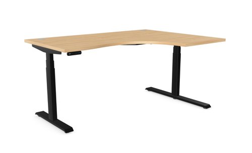Leap Radial Desk With 2 Portals 1600 x 1200 x 25mm Right Hand, Beech / Black Frame