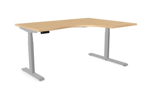Leap Radial Desk With 2 Portals 1600 x 1200 x 25mm Right Hand, Beech / Silver Frame