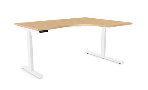 Leap Radial Desk With 2 Portals 1600 x 1200 x 25mm Right Hand, Beech / White Frame