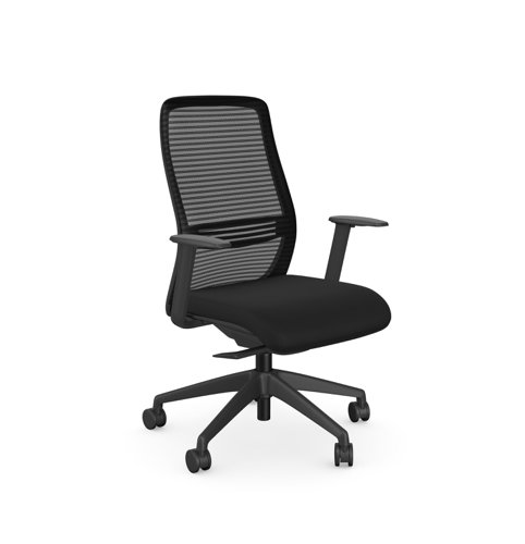 Operative Chair Adj. Arms, Mesh Back, Black Base, Black Fabric Seat