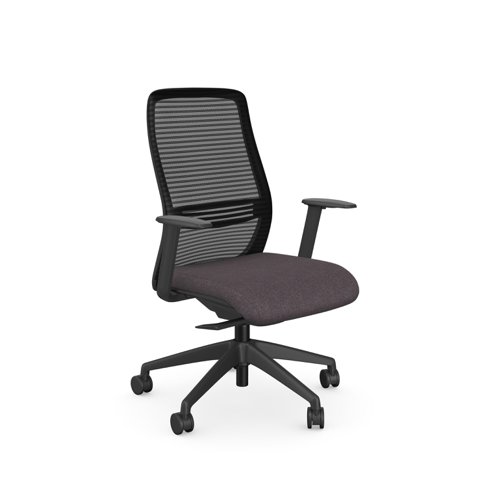 Operative Chair Adj. Arms, Mesh Back, Black Frame, Grey Fabric Seat