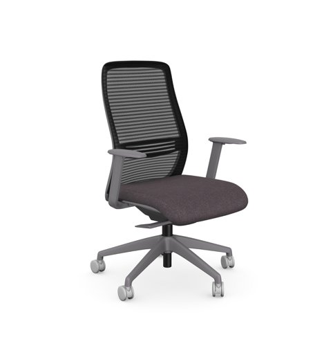 Operative Chair Adj. Arms, Mesh Back, Grey Frame, Grey Fabric Seat