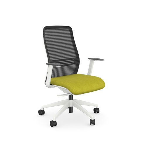 Operative Chair Adj. Arms, Mesh Back, Lime Frame, Green Fabric Seat