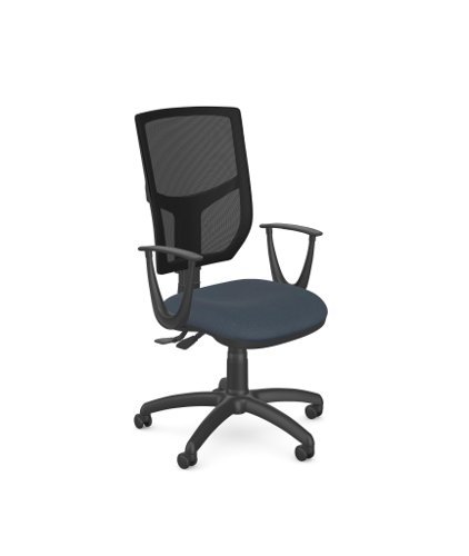 O.A. High Back Mesh Chair 2 Lever Nylon Base Fixed/Sonata Arms - Black Mesh - Evert Graphite E010