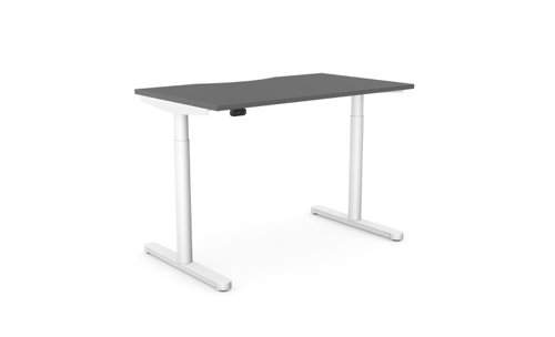 RoundE Height Adjust Desk -  Double purpose scallop, 1200 x 700mm - Graphite / White Frame