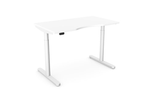 RoundE Height Adjust Desk -  Double purpose scallop, 1200 x 700mm - White / White Frame