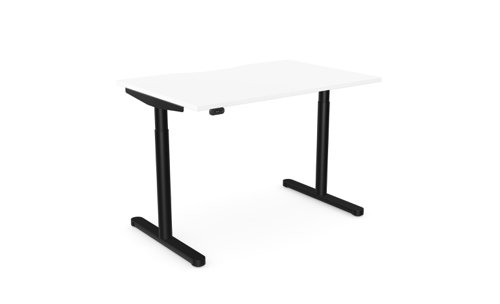 RoundE Height Adjust Desk -  Double purpose scallop, 1200 x 800mm - White / Black Frame