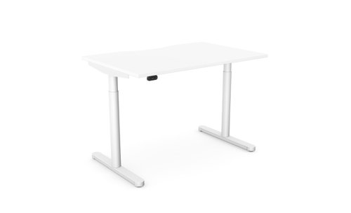 RoundE Height Adjust Desk -  Double purpose scallop, 1200 x 800mm - White / White Frame
