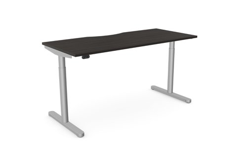 Height Adjustable Desk -  1600 x 700mm - Harbour Oak / Silver Frame