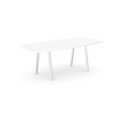 Switch Single Piece Curved A-Leg Meeting Table -  White Top / White Frame