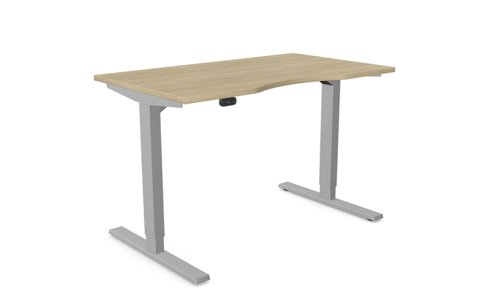 Height Adjustable Desk - 1200 x 700mm - Urban Oak / Silver Frame
