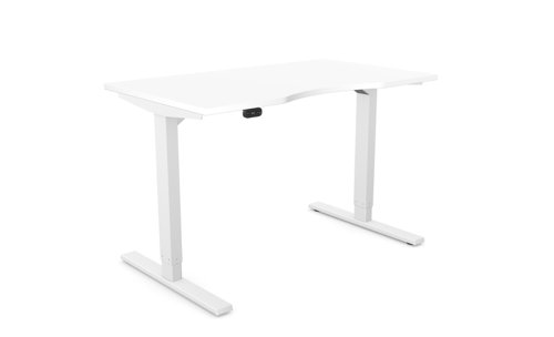 Zoom Single Height Adjust Desk -  Double purpose scallop, 1200 x 700mm - White / White Frame