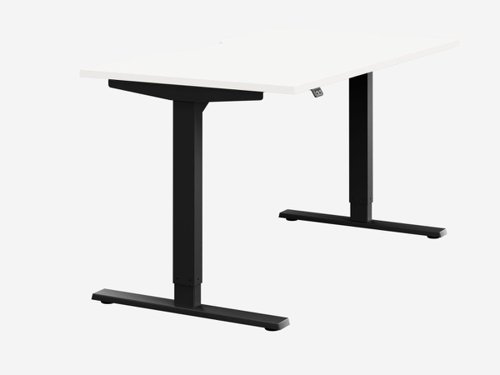 Zoom Single Height Adjust Desk -  Double purpose scallop, 1400 x 800mm - White / Black Frame