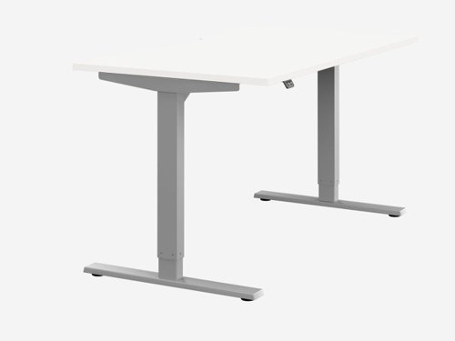 Zoom Single Height Adjust Desk -  Double purpose scallop, 1400 x 800mm - White / Silver Frame