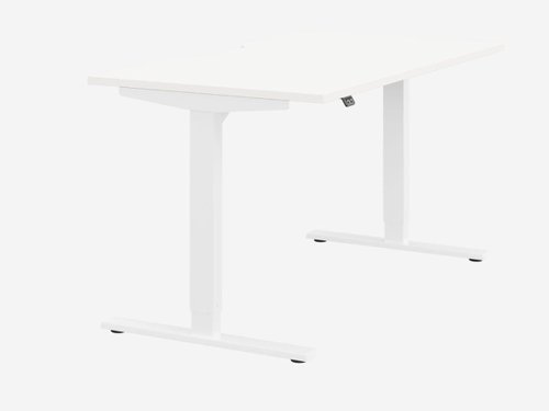 Zoom Single Height Adjust Desk -  Double purpose scallop, 1400 x 800mm - White / White Frame
