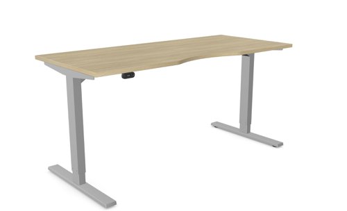 Height Adjustable Desk - 1600 x 700mm - Urban Oak / Silver Frame