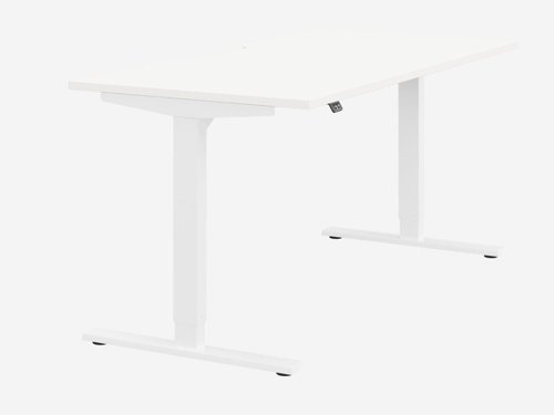 Zoom Single Height Adjust Desk -  Double purpose scallop, 1600 x 800mm - White / White Frame