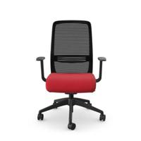 NV Operative Chair Adj. Arms, Mesh Back, Black Frame, Red Fabric Seat