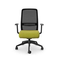 NV Operative Chair Adj. Arms, Mesh Back, Black Frame, Green Fabric Seat