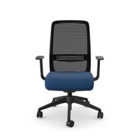 NV Operative Chair Adj. Arms, Mesh Back, Black Frame, Navy Fabric Seat