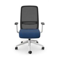 NV Operative Chair Adj. Arms, Mesh Back, White Frame, Navy Fabric Seat