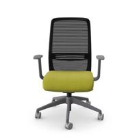 NV Operative Chair Adj. Arms, Mesh Back, Grey Frame, Green Fabric Seat