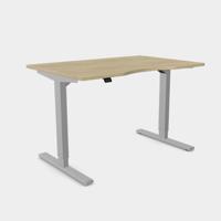 Zoom Single Height Adjust Desk - Double purpose scallop, 1200 x 800mm - Urban Oak / Silver Frame