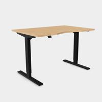 Zoom Single Height Adjust Desk - Double purpose scallop, 1400 x 800mm - Beech / Black Frame