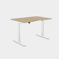 Zoom Single Height Adjust Desk - Double purpose scallop, 1400 x 800mm - Urban Oak / White Frame