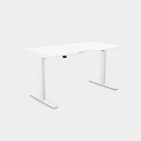 Zoom Single Height Adjust Desk - Double purpose scallop, 1400 x 800mm - White / White Frame
