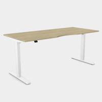 Zoom Single Height Adjust Desk - Double purpose scallop, 1600 x 800mm - Urban Oak / White Frame