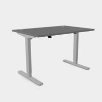 Zoom Single Height Adjust Desk - Top With Alu Portals, 1400 x 800mm - Graphite / Silver Frame