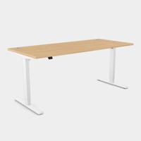 Zoom Single Height Adjust Desk - Top With Alu Portals, 1600 x 800mm - Beech / White Frame