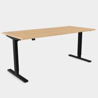 Zoom Single Height Adjust Desk - Top With Alu Portals, 1800 x 800mm - Beech / Black Frame